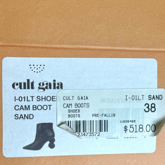 Beige Cult Gaia Cam Bauble Pointed-Toe Ankle Boots Size 38 - Picture 8 of 8